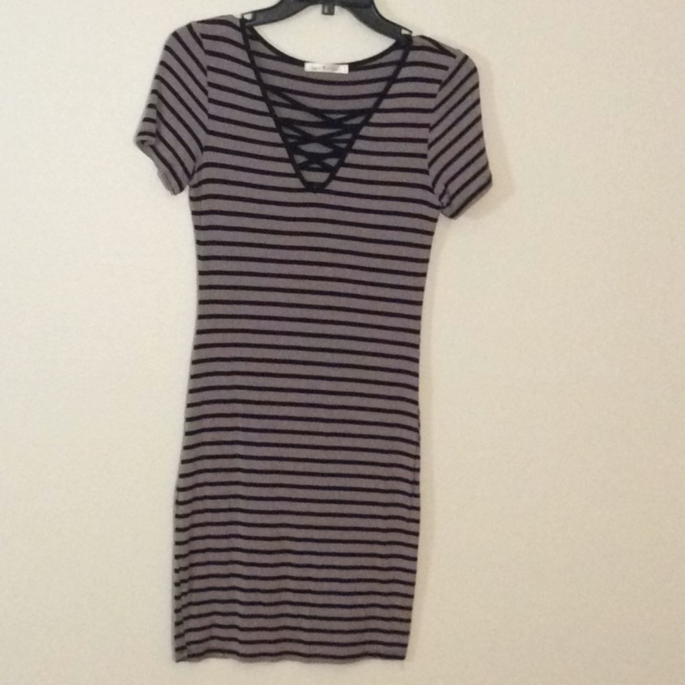 Tan & Black Stripe Dress